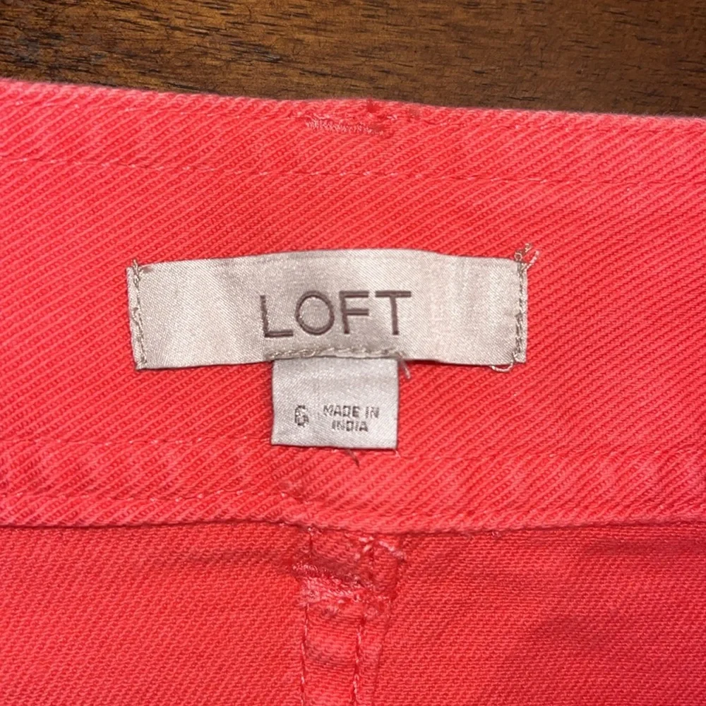 Loft Pink Denim Skirt, High Waisted w/ Sash Belt size 6 - Picture 7 of 7